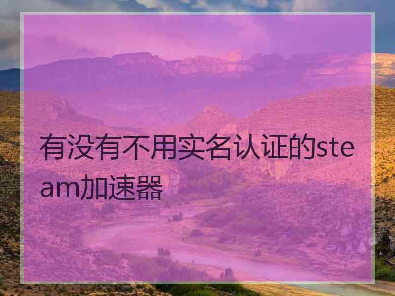 有没有不用实名认证的steam加速器