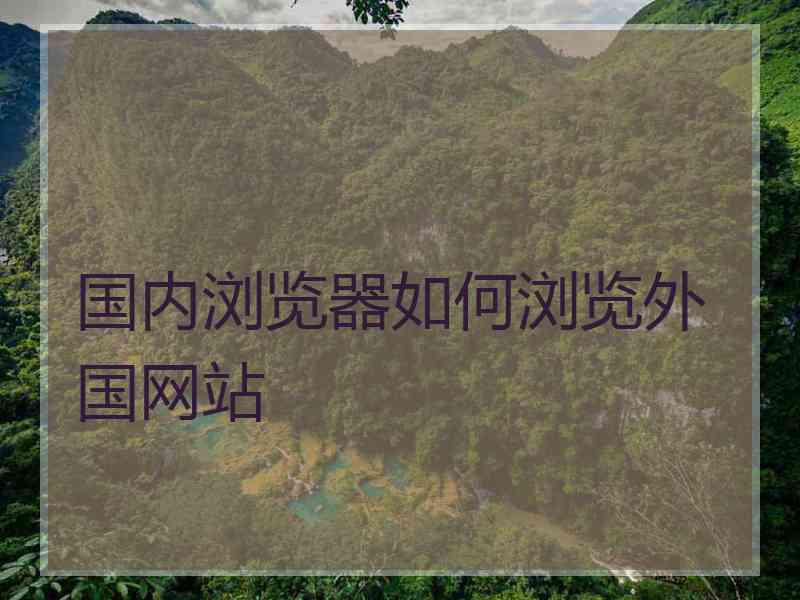国内浏览器如何浏览外国网站