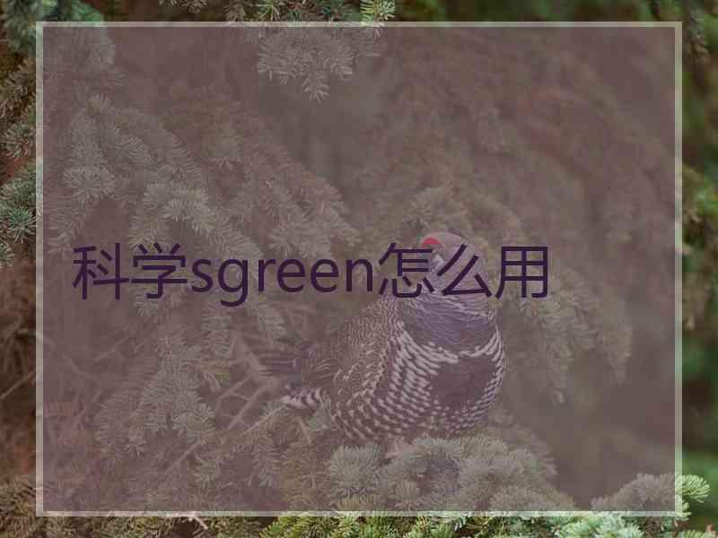 科学sgreen怎么用