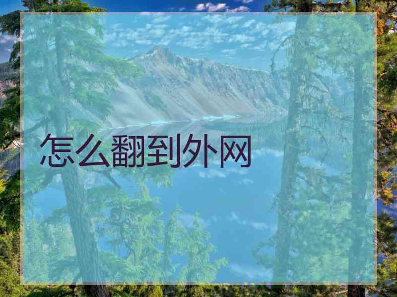 怎么翻到外网