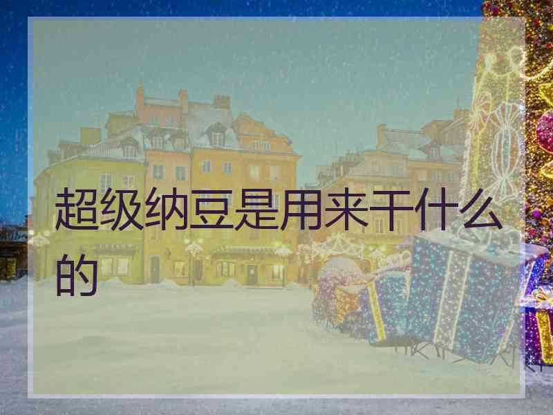超级纳豆是用来干什么的