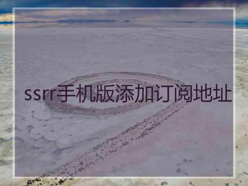 ssrr手机版添加订阅地址