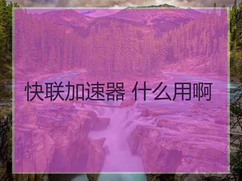 快联加速器 什么用啊