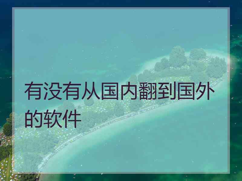 有没有从国内翻到国外的软件