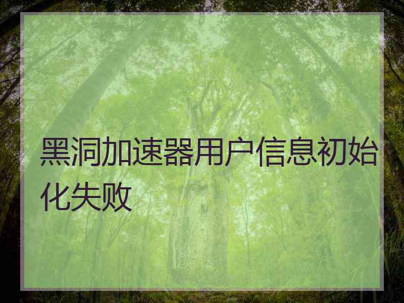黑洞加速器用户信息初始化失败