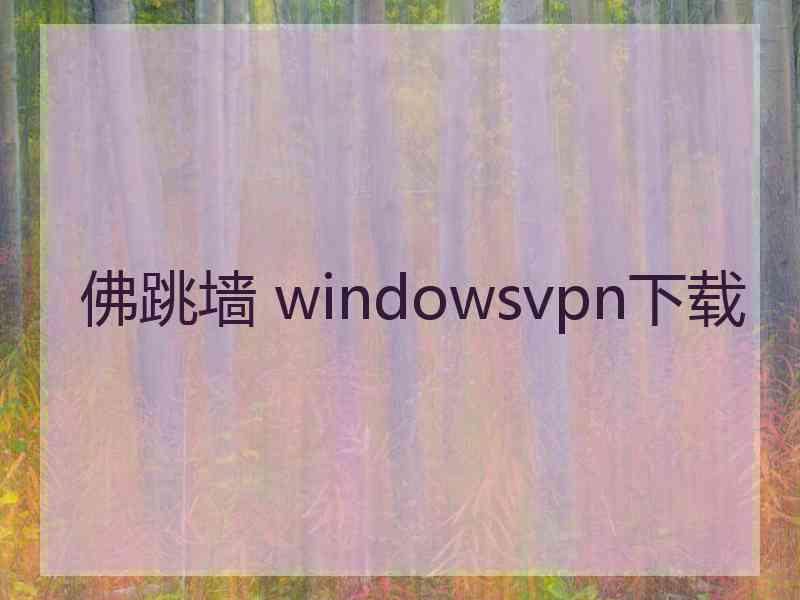 佛跳墙 windowsvpn下载