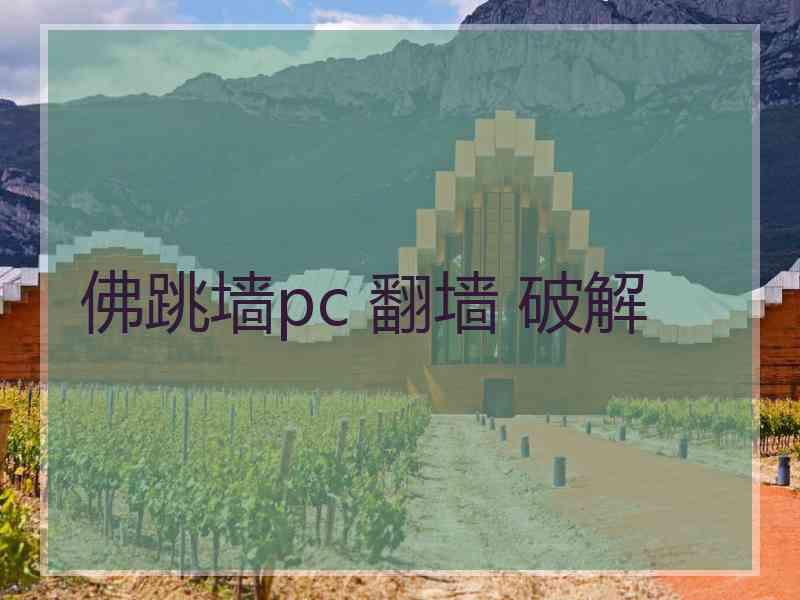 佛跳墙pc 翻墙 破解