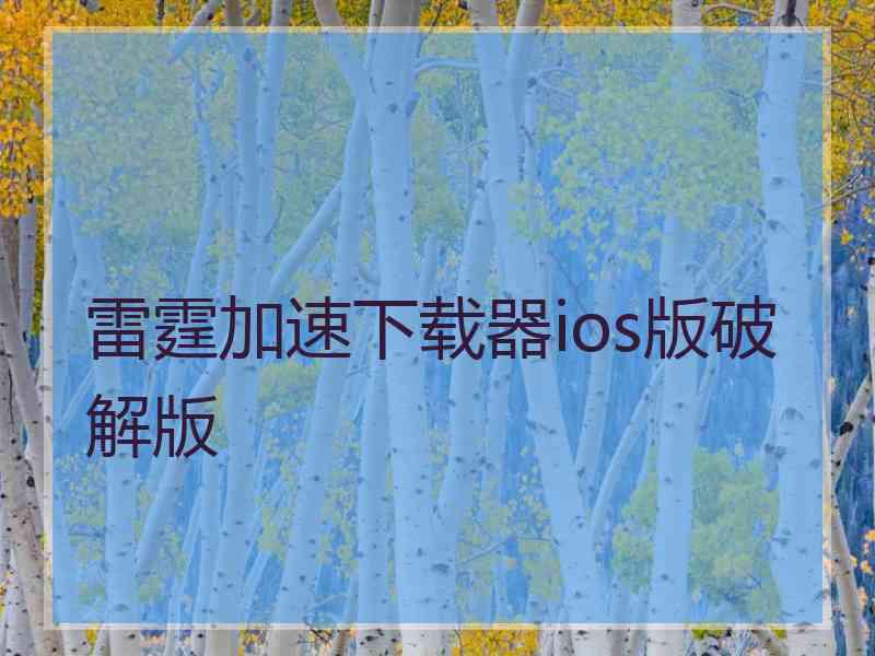雷霆加速下载器ios版破解版