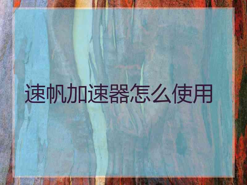 速帆加速器怎么使用